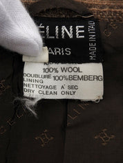 Block Check Pattern Logo Button Jacket in Beige/Brown