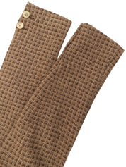 Block Check Pattern Logo Button Jacket in Beige/Brown