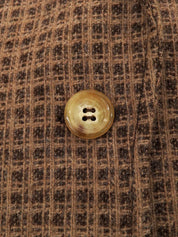 Block Check Pattern Logo Button Jacket in Beige/Brown