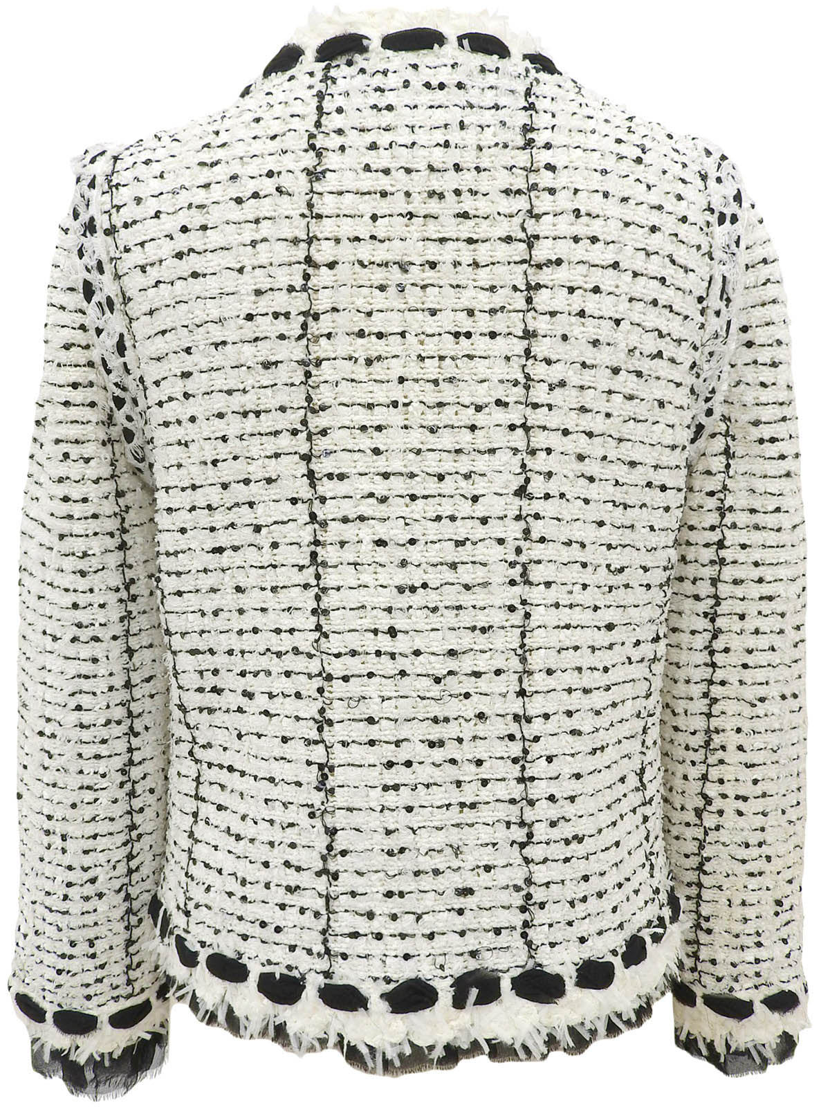 2005款黑色/白色斜纹软呢亮片缎带领结外套