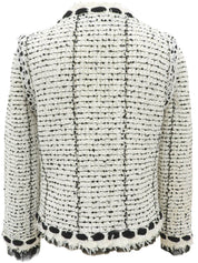 2005款黑色/白色斜纹软呢亮片缎带领结外套