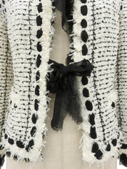 2005款黑色/白色斜纹软呢亮片缎带领结外套