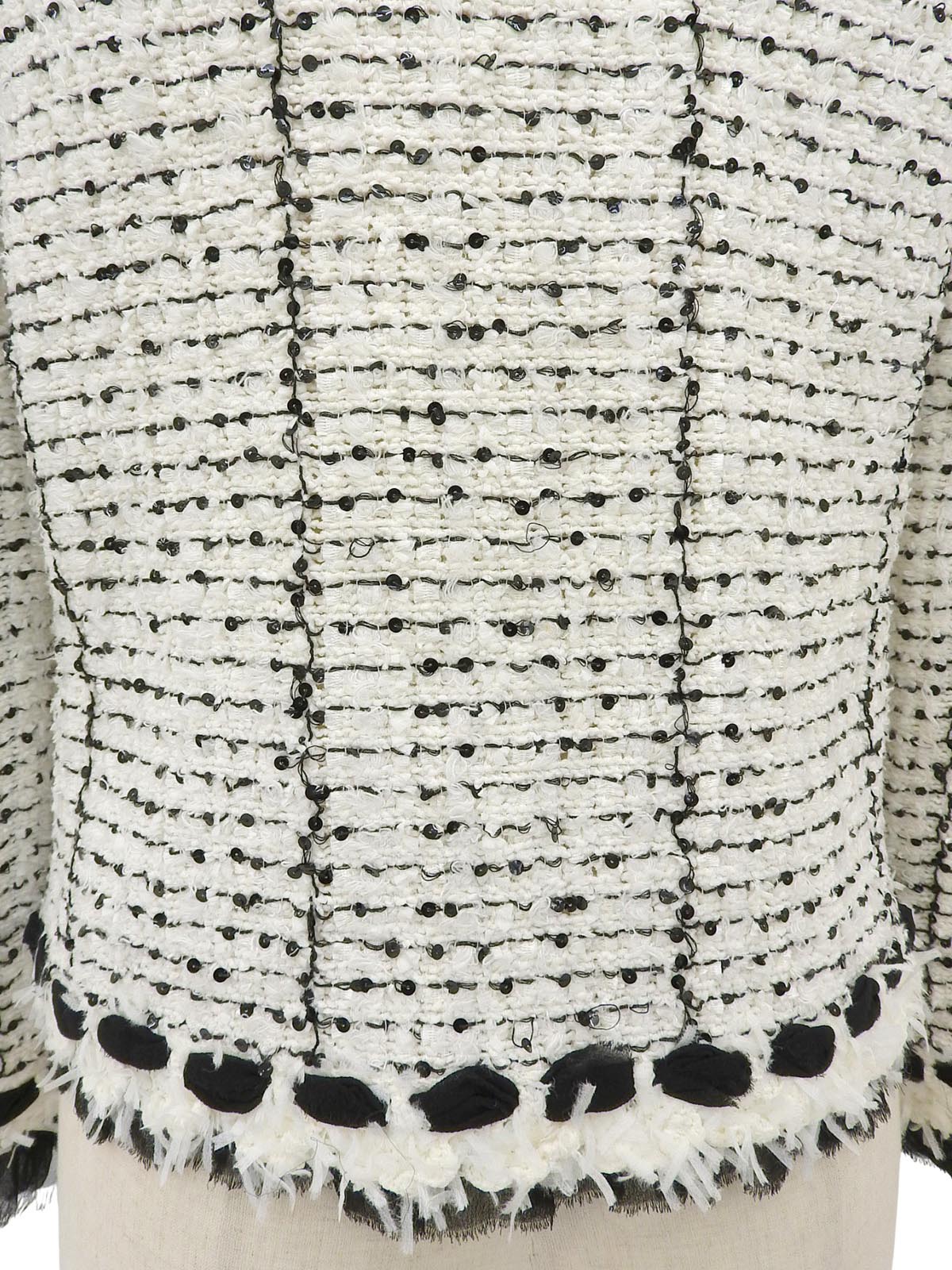 2005款黑色/白色斜纹软呢亮片缎带领结外套