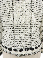 2005款黑色/白色斜纹软呢亮片缎带领结外套