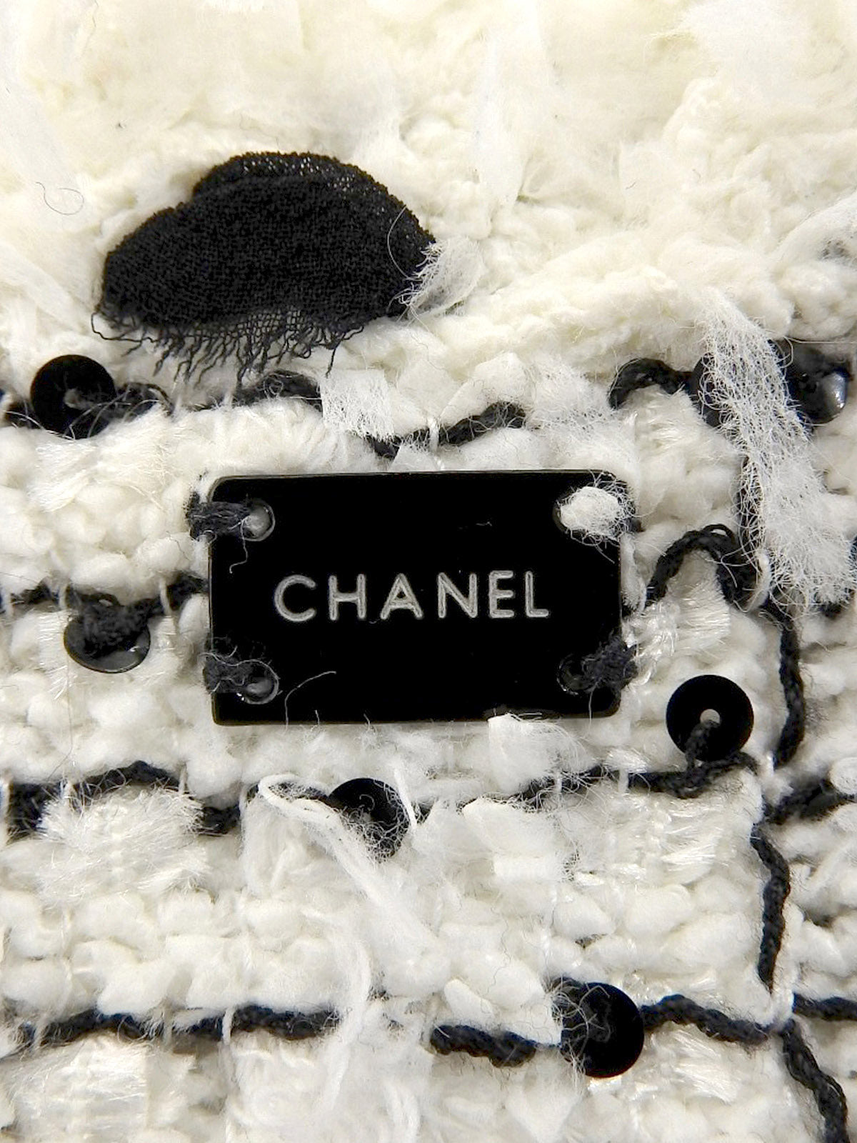 2005款黑色/白色斜纹软呢亮片缎带领结外套