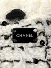 2005款黑色/白色斜纹软呢亮片缎带领结外套