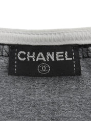 Trim Design CC Mark Stitch Short Sleeve Top in Gray
