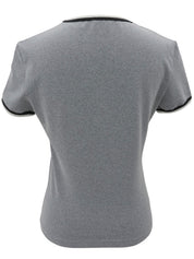Trim Design CC Mark Stitch Short Sleeve Top in Gray