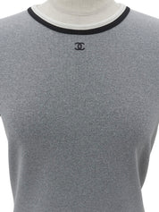 Trim Design CC 标志缝线短袖上衣（灰色）