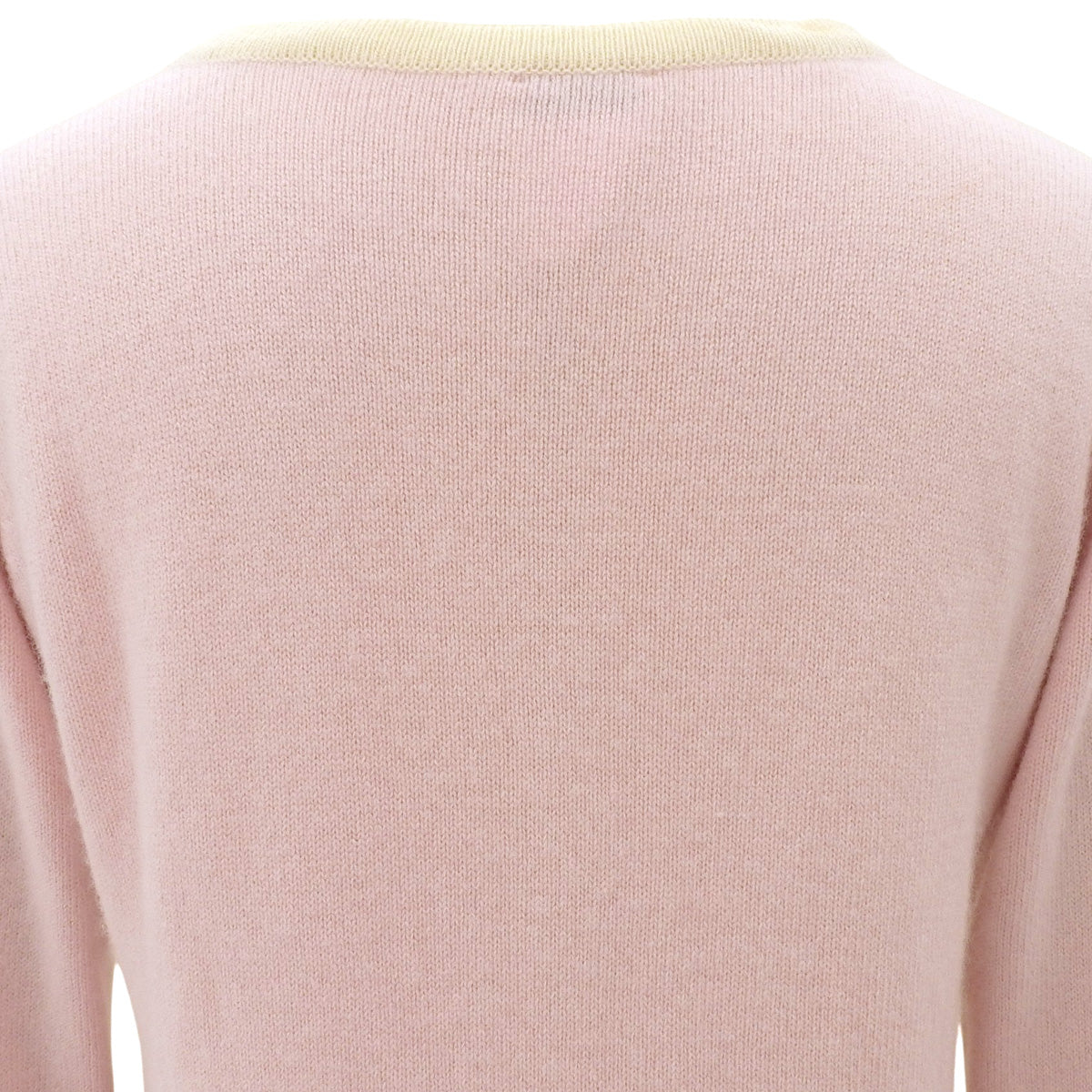 1996 Cashmere Multicolor CC Mark Button Cardigan #38 Baby Pink/Ivory