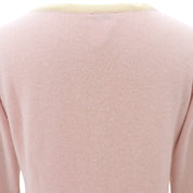1996 Cashmere Multicolor CC Mark Button Cardigan #38 Baby Pink/Ivory