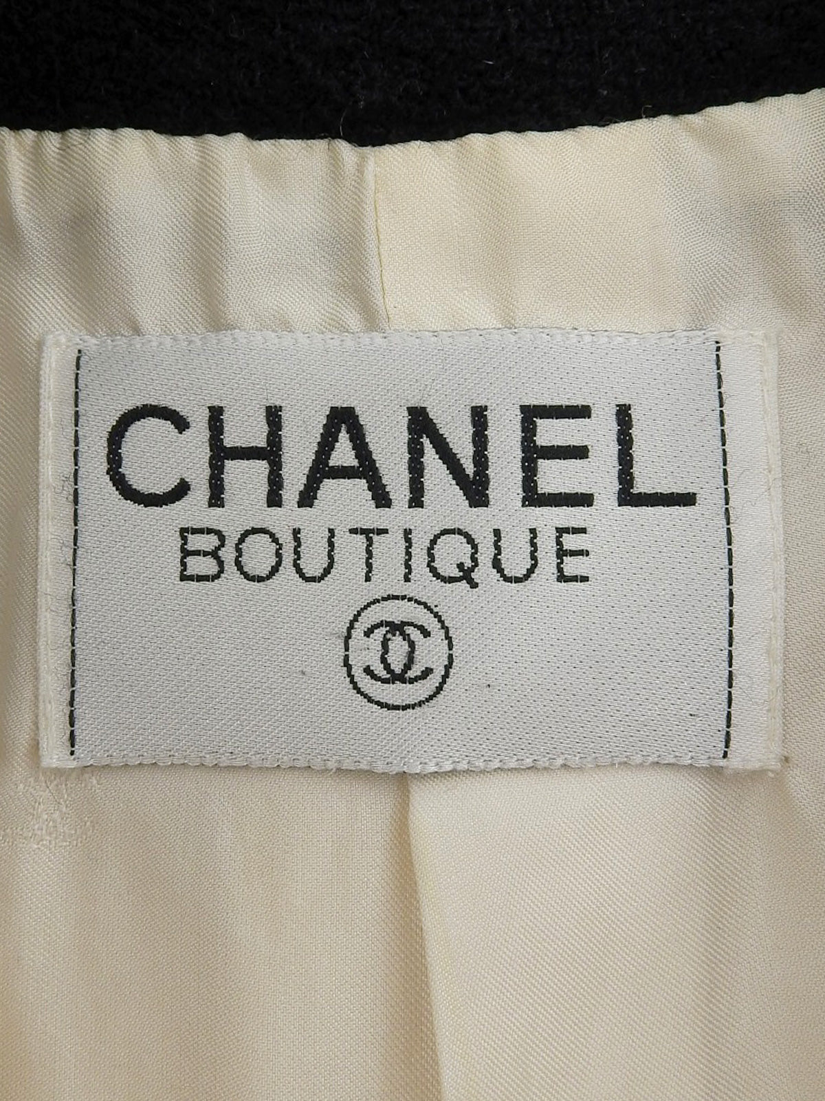Tweed Two-Tone CC Mark Button Jacket Ivory/Black