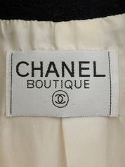 Tweed Two-Tone CC Mark Button Jacket Ivory/Black
