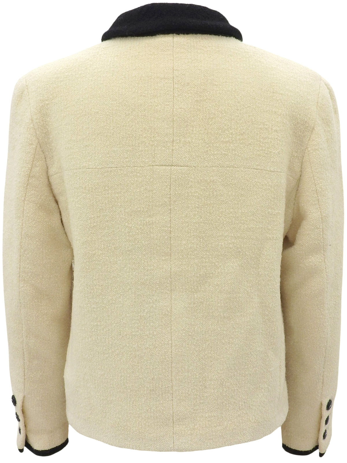 Tweed Two-Tone CC Mark Button Jacket Ivory/Black