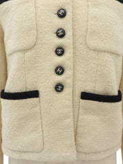 Tweed Two-Tone CC Mark Button Jacket Ivory/Black