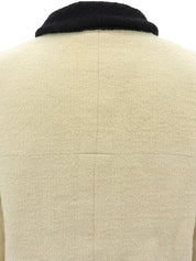 Tweed Two-Tone CC Mark Button Jacket Ivory/Black