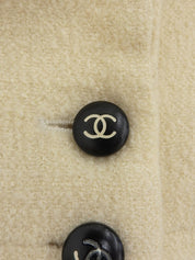 Tweed Two-Tone CC Mark Button Jacket Ivory/Black