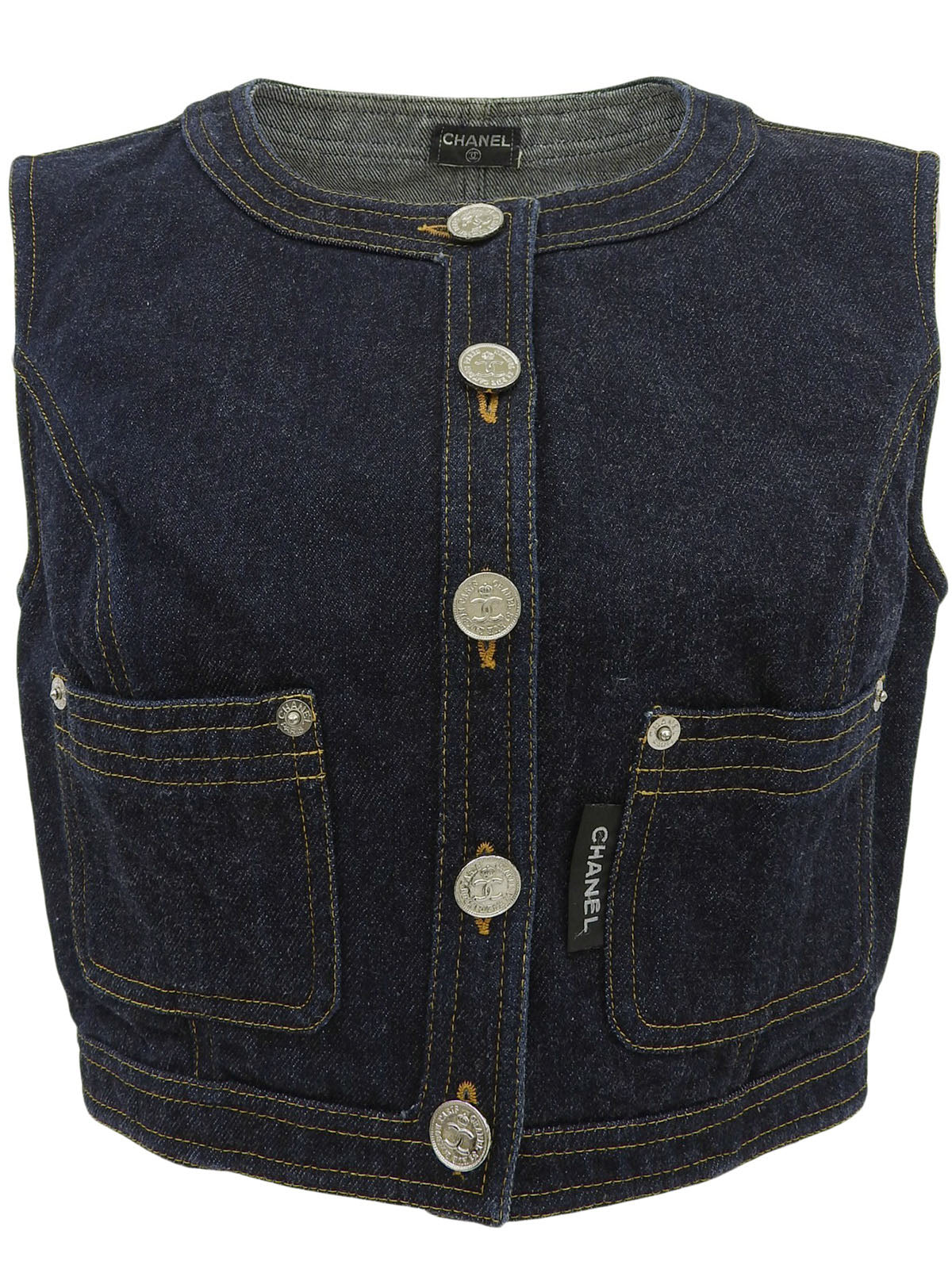 Denim CC Mark Button Vest Indigo