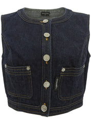 Denim CC Mark Button Vest Indigo