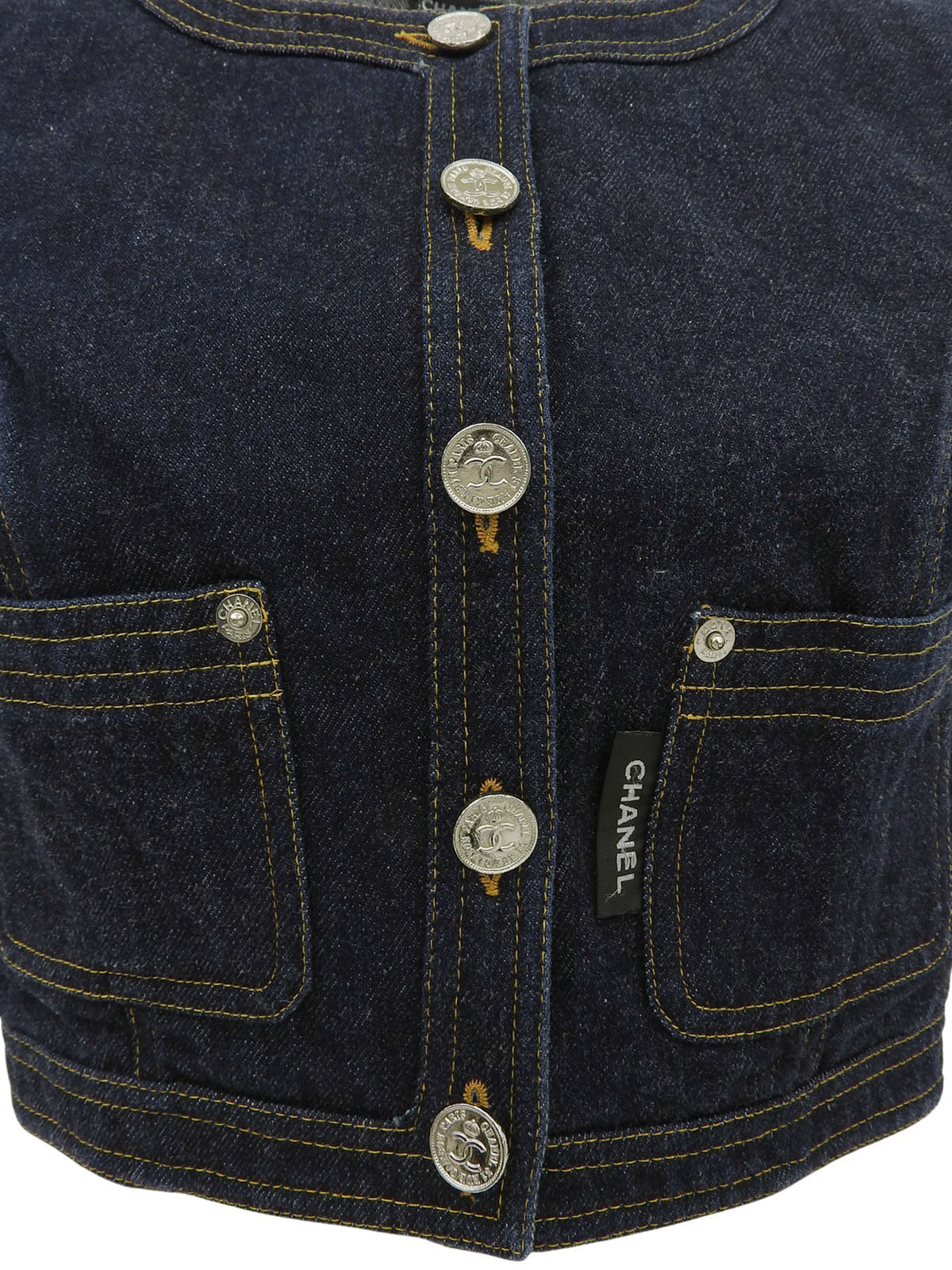 Denim CC Mark Button Vest Indigo