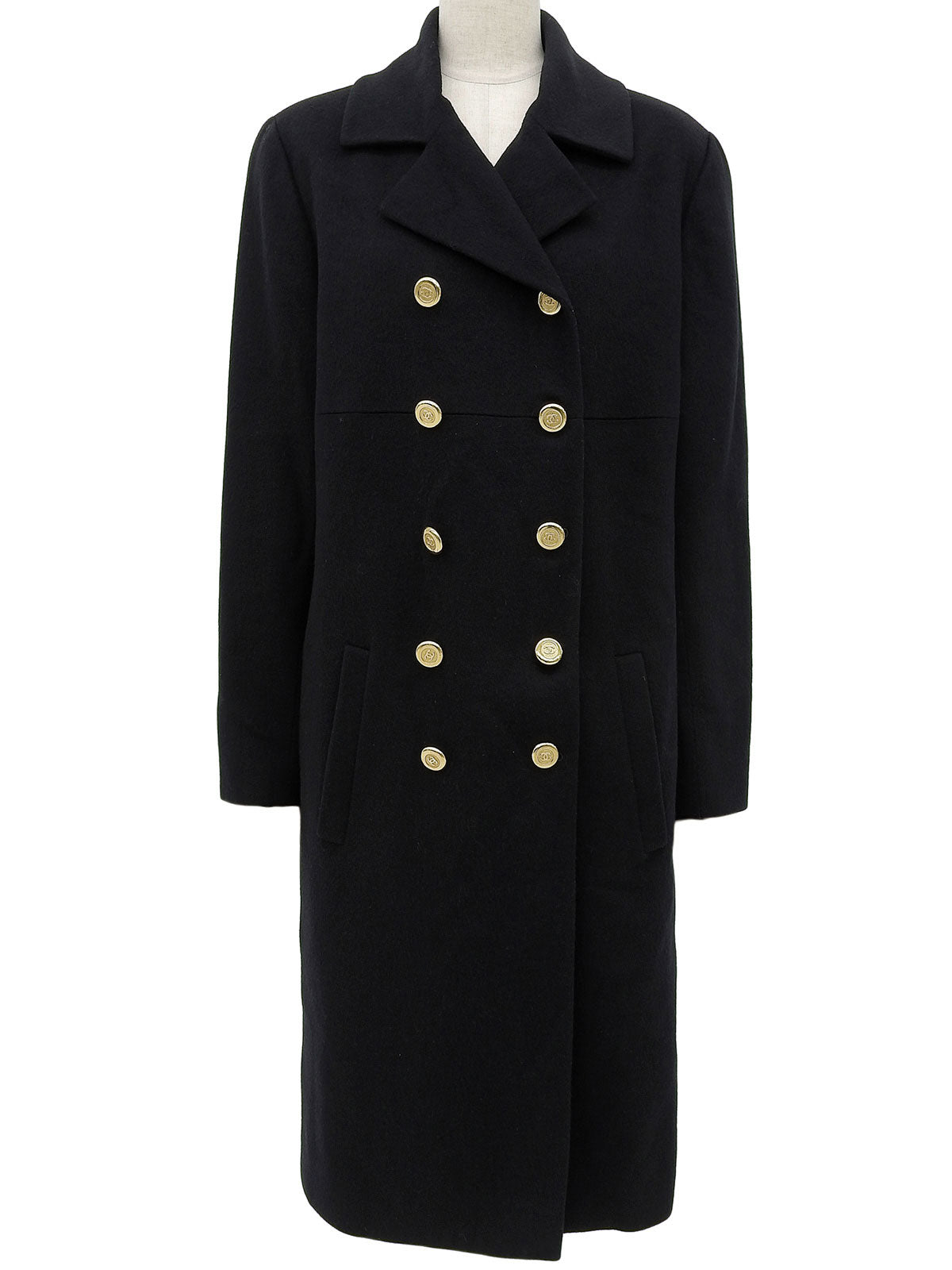 CC Mark Button Double-Breasted Long Coat Navy