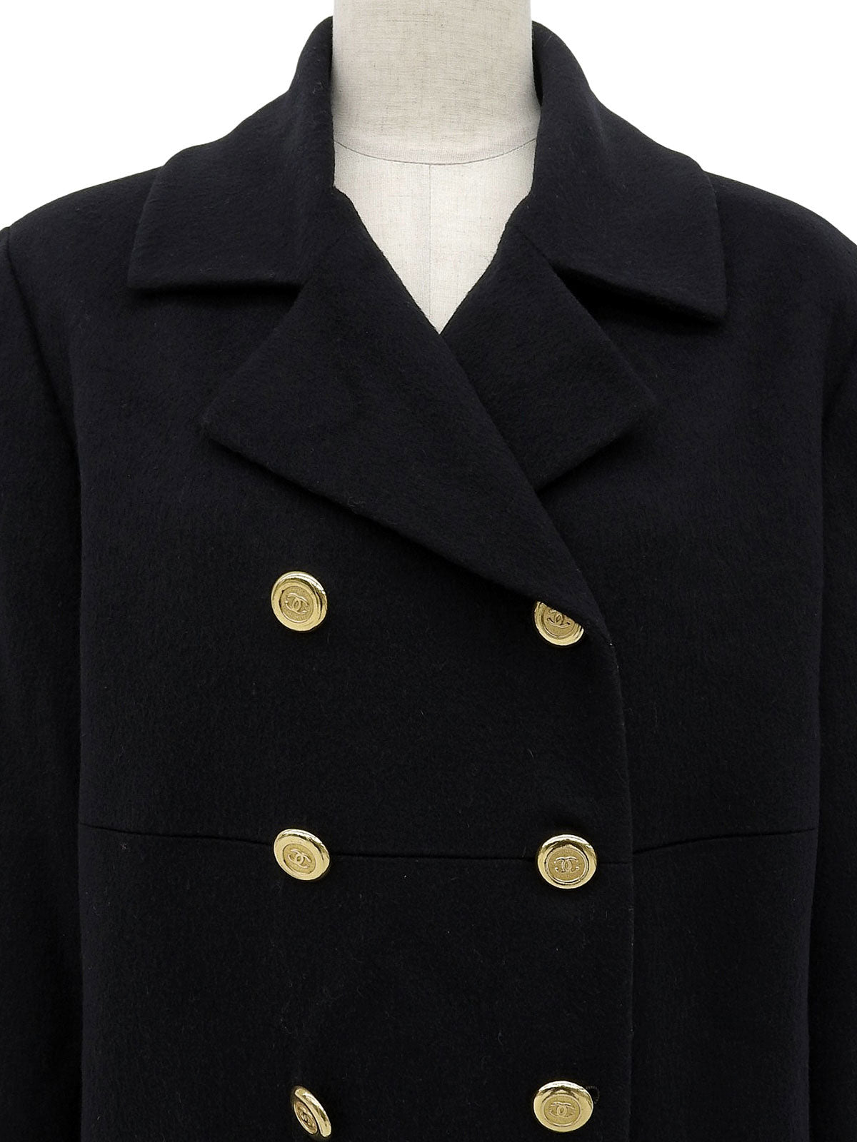 CC Mark Button Double-Breasted Long Coat Navy