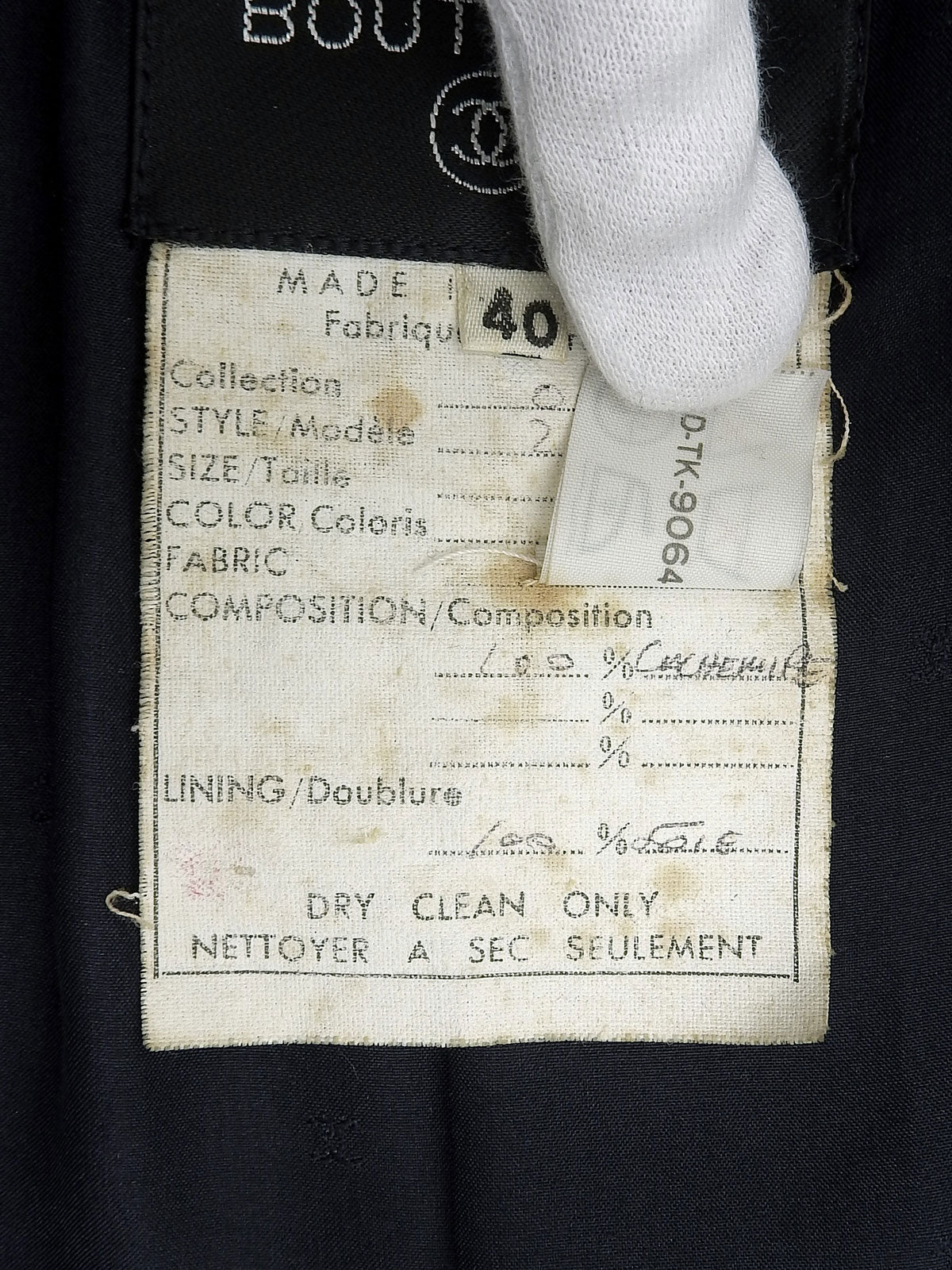 Navy Cashmere CC Mark Button Double-Breasted Long Coat