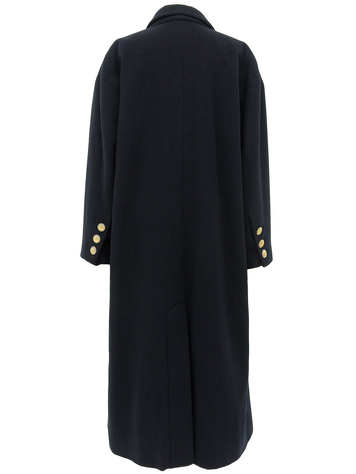 Navy Cashmere CC Mark Button Double-Breasted Long Coat