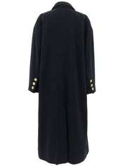 カシミアCCマークボタンダブルブレストロングコート #40 ネイビー