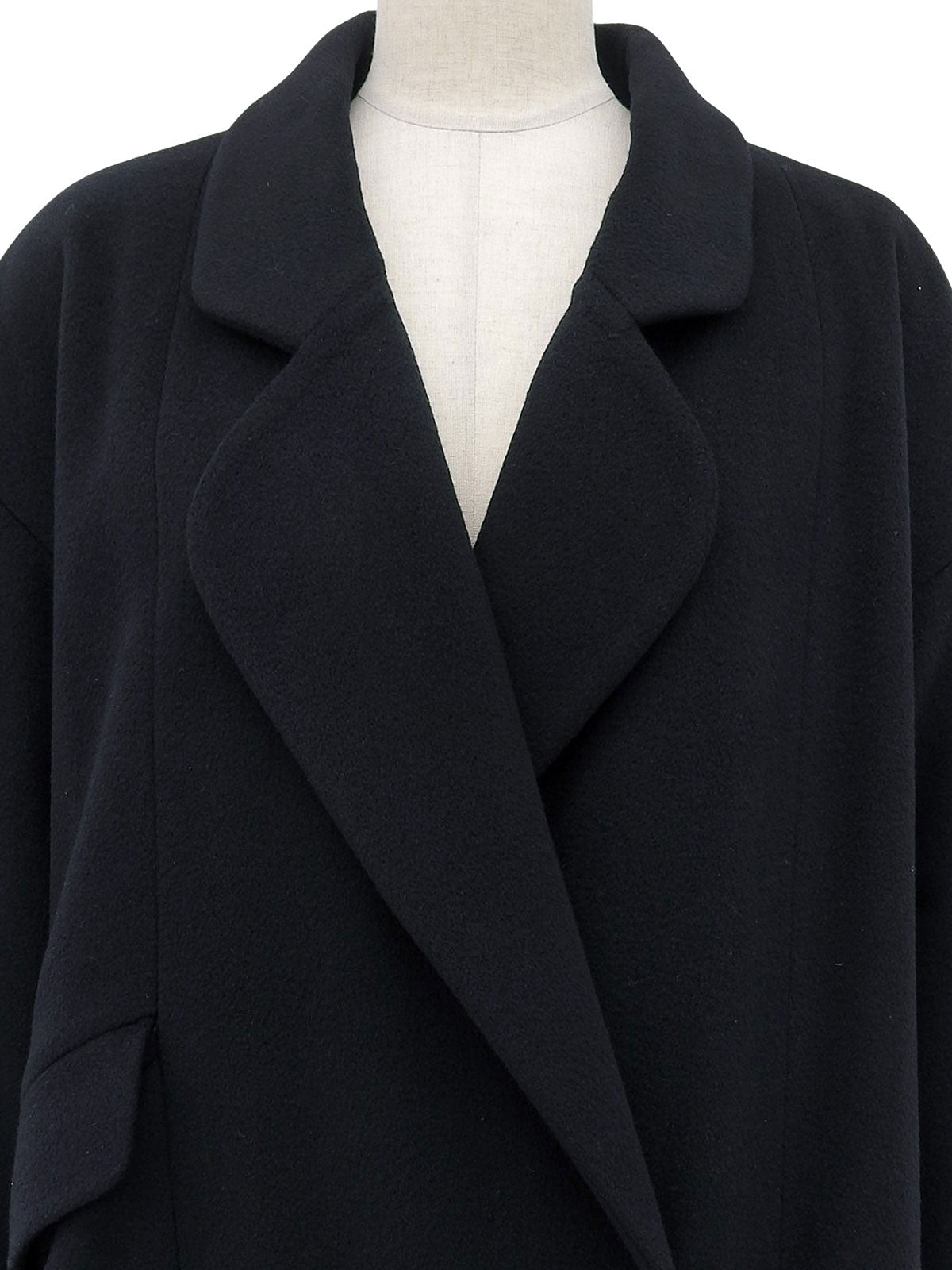Navy Cashmere CC Mark Button Double-Breasted Long Coat