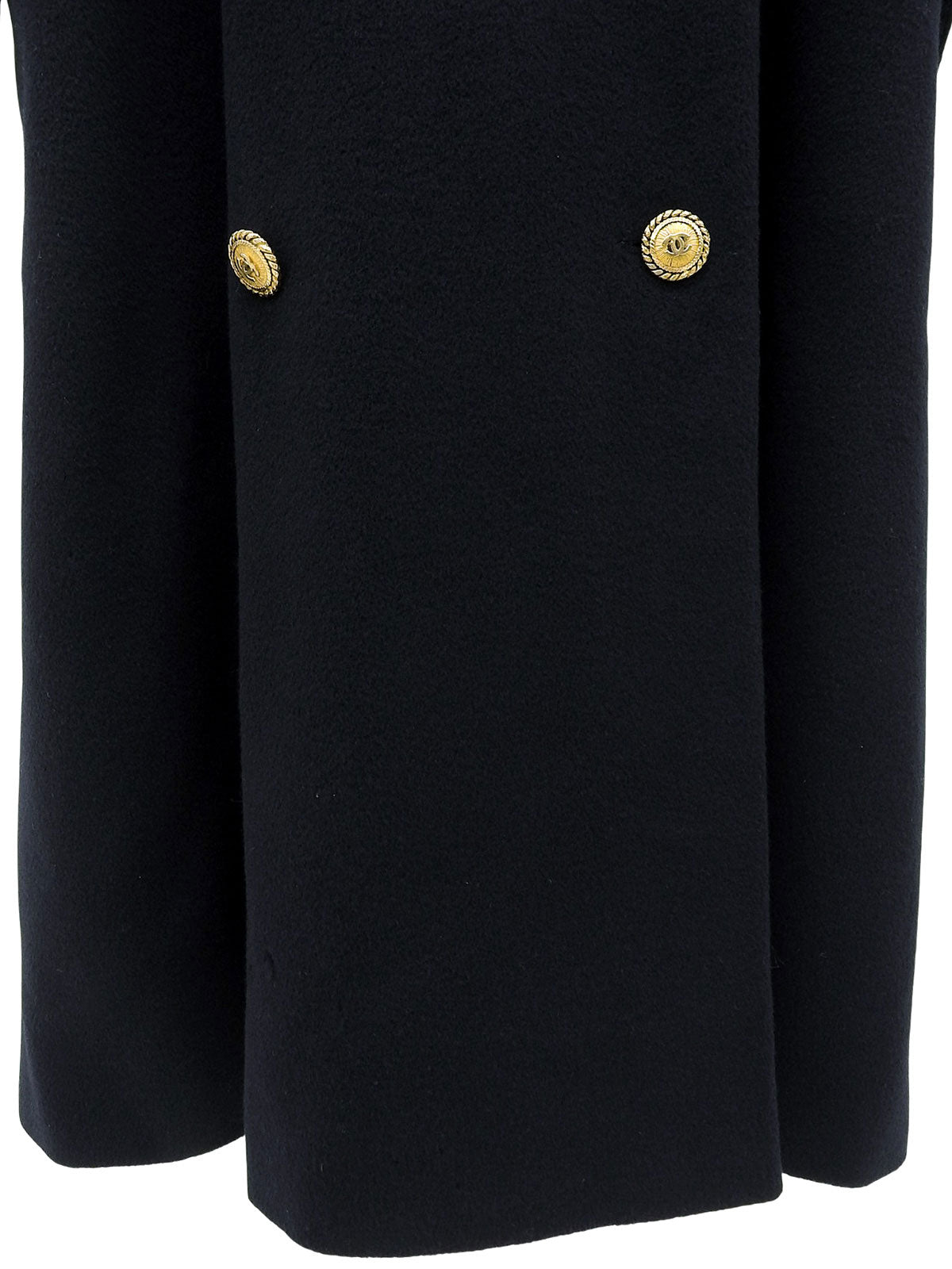 Navy Cashmere CC Mark Button Double-Breasted Long Coat