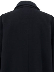 Navy Cashmere CC Mark Button Double-Breasted Long Coat