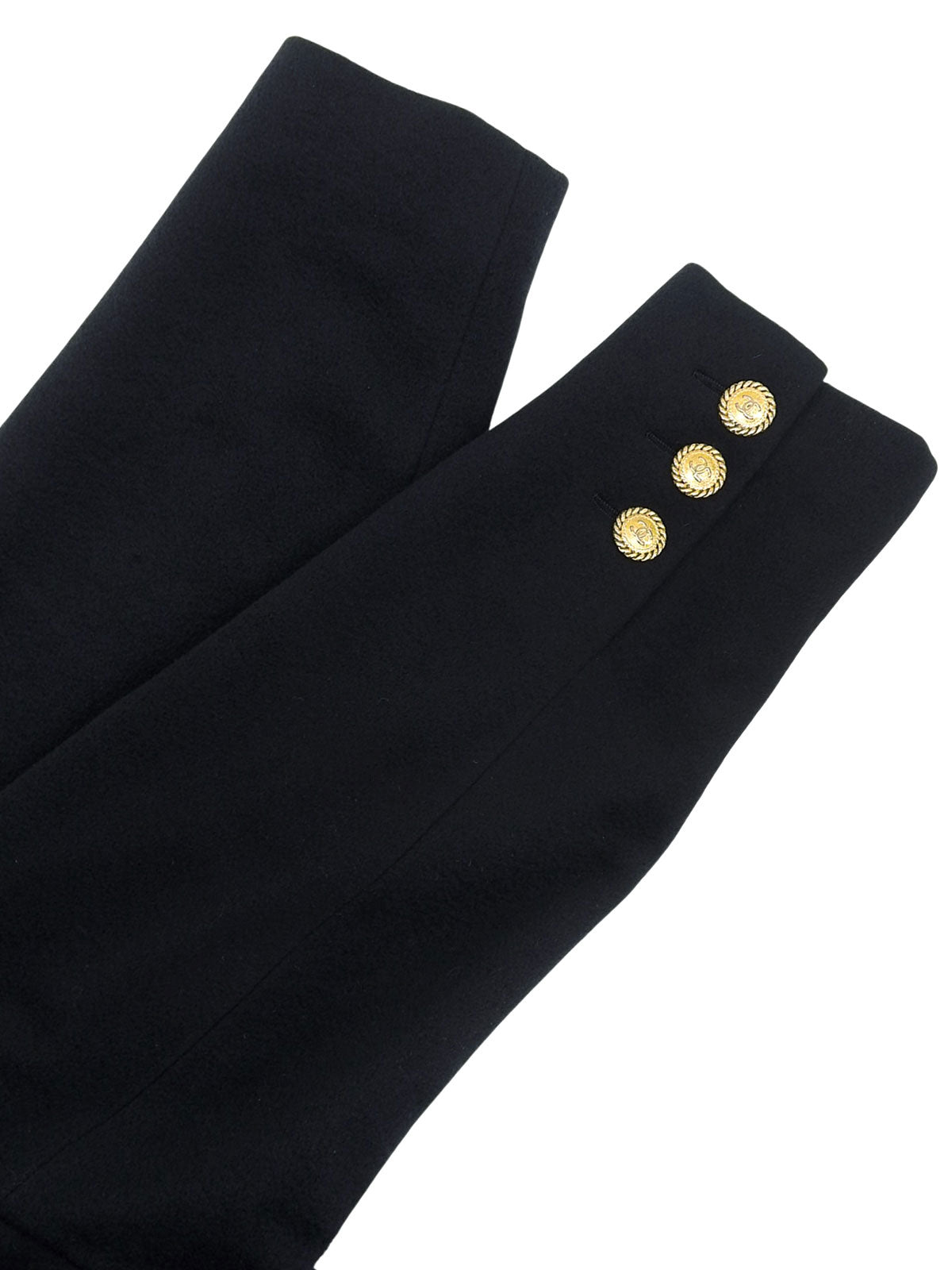 Navy Cashmere CC Mark Button Double-Breasted Long Coat