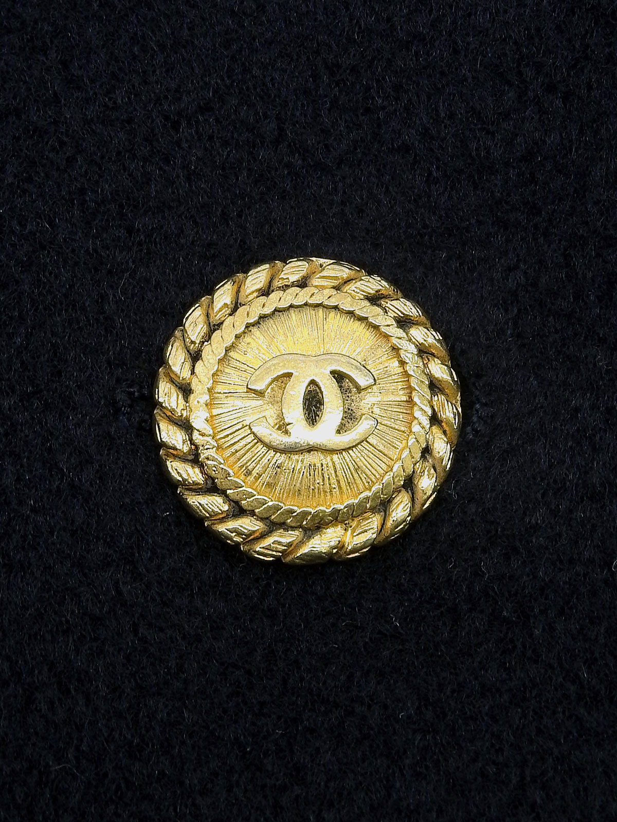 Navy Cashmere CC Mark Button Double-Breasted Long Coat