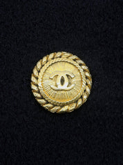 Navy Cashmere CC Mark Button Double-Breasted Long Coat