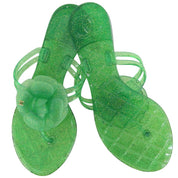 Rubber Camellia CC Mark Sandals Green