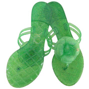 Rubber Camellia CC Mark Sandals Green