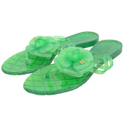 Rubber Camellia CC Mark Sandals Green
