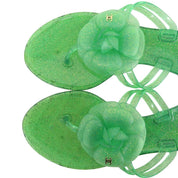 Rubber Camellia CC Mark Sandals Green
