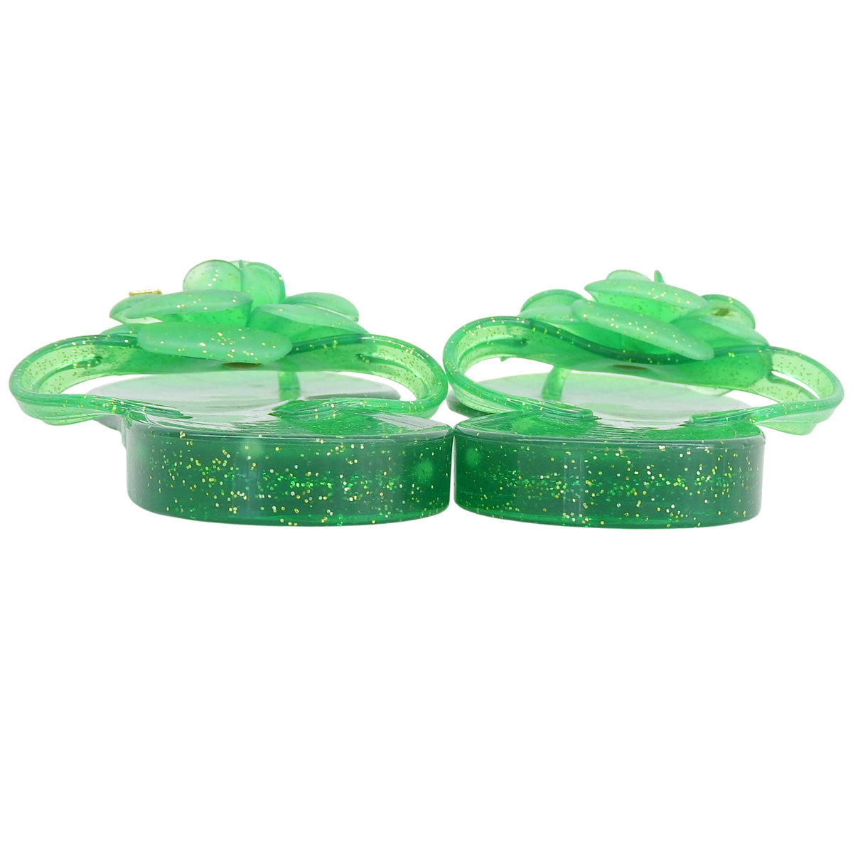Rubber Camellia CC Mark Sandals Green