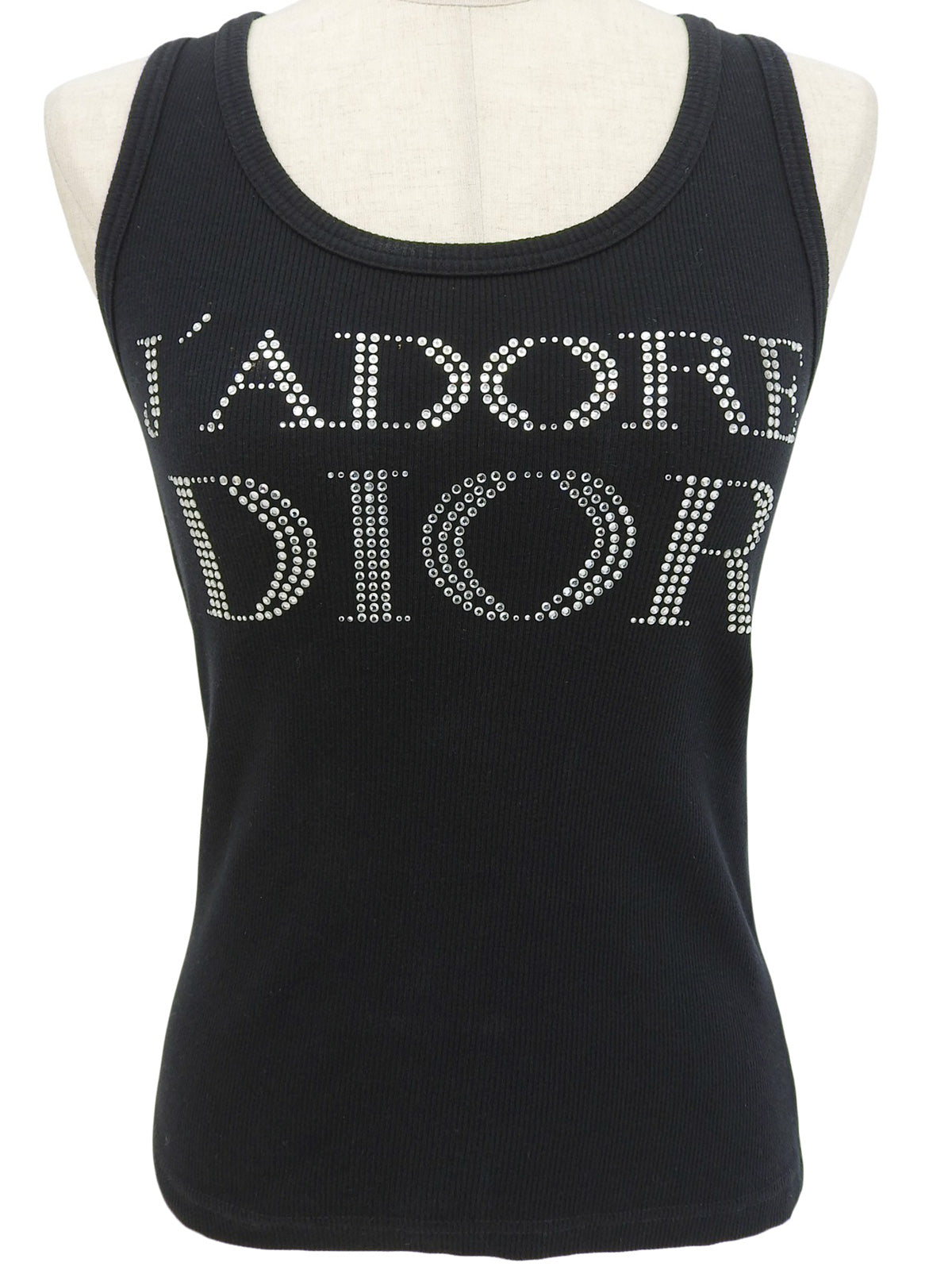 ラインストーンロゴタンクトップ ブラック