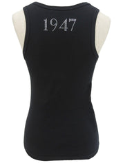 ラインストーンロゴタンクトップ ブラック