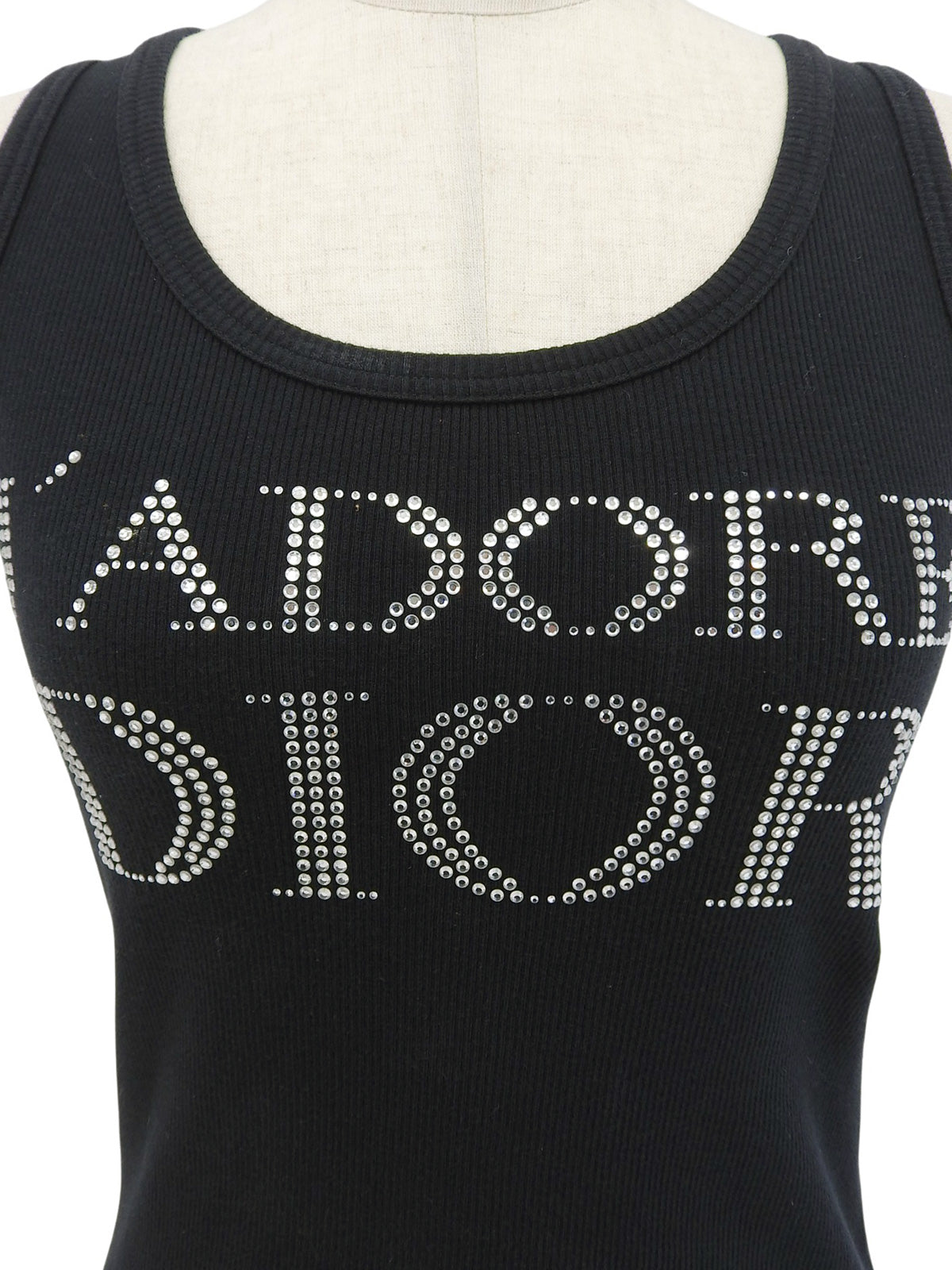 ラインストーンロゴタンクトップ ブラック