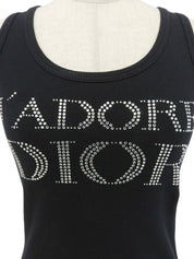 ラインストーンロゴタンクトップ ブラック