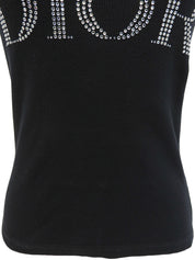 ラインストーンロゴタンクトップ ブラック