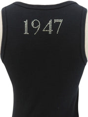 ラインストーンロゴタンクトップ ブラック