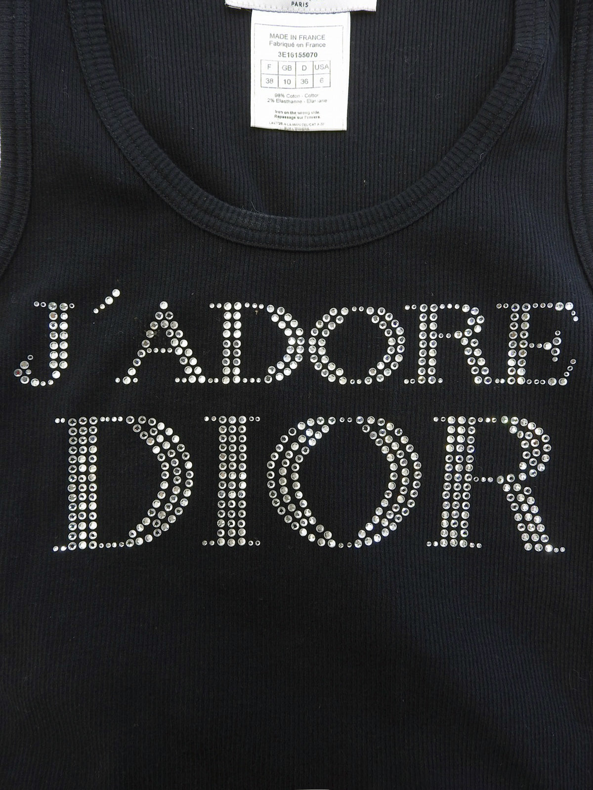 ラインストーンロゴタンクトップ ブラック