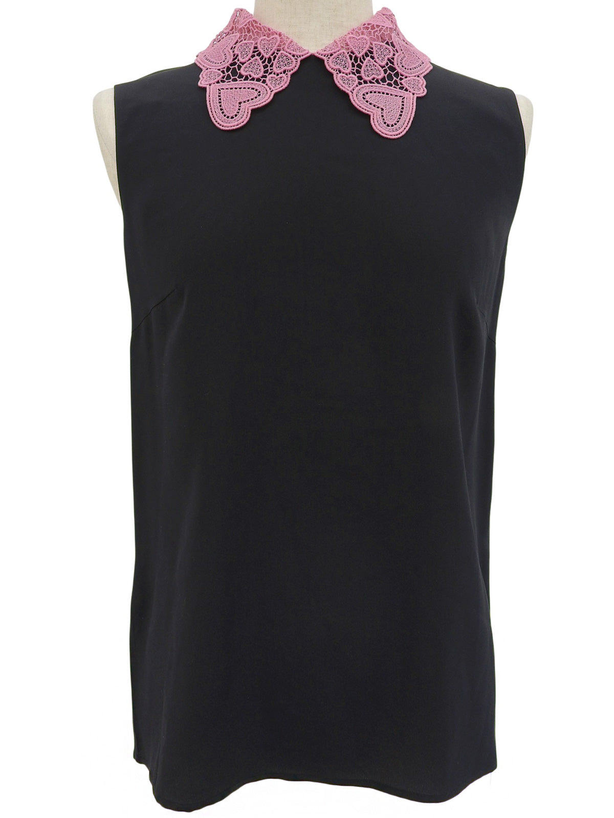 ハートレースノースリーブブラウス ブラック/ピンク