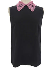 ハートレースノースリーブブラウス ブラック/ピンク