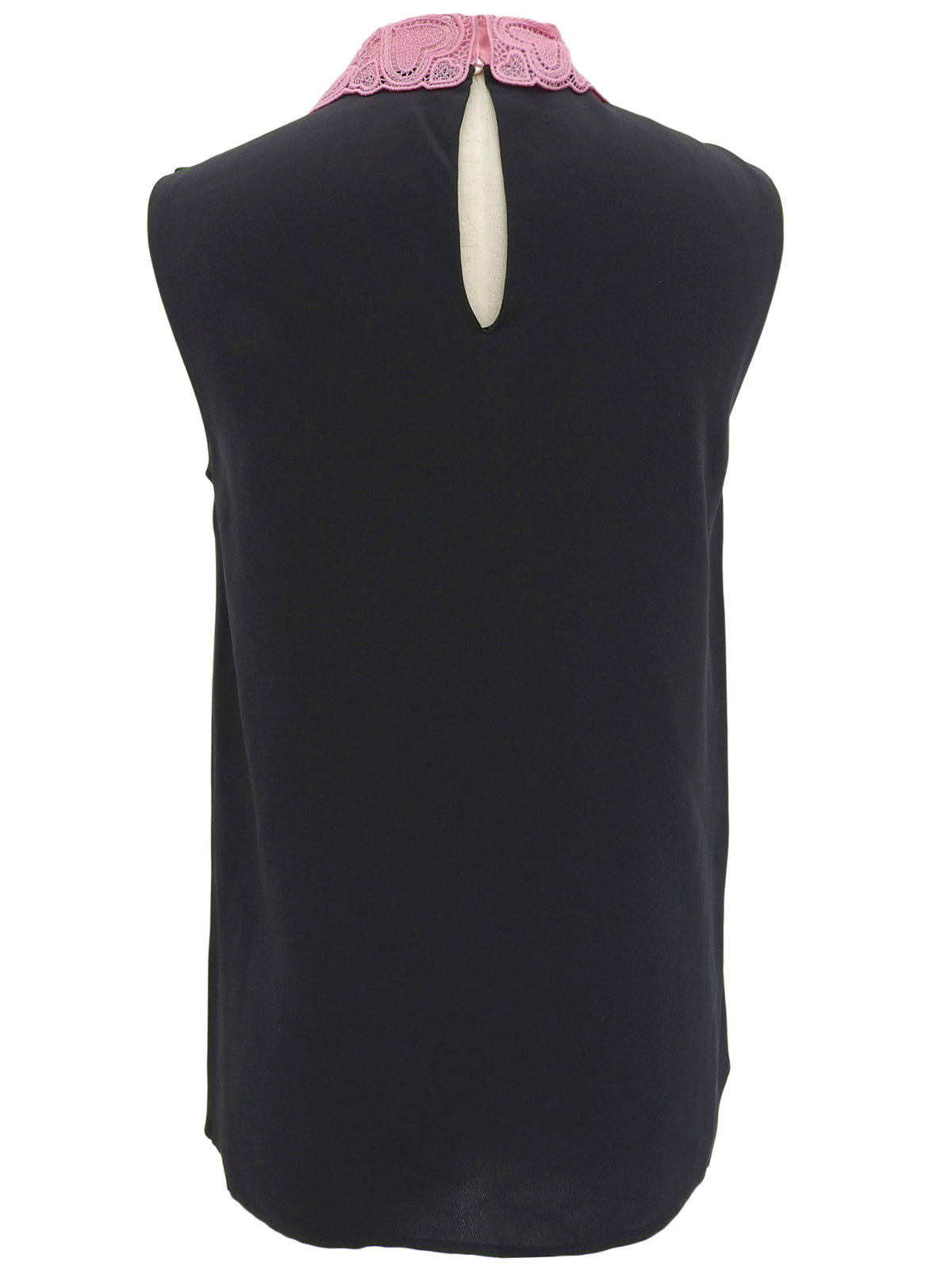 ハートレースノースリーブブラウス ブラック/ピンク